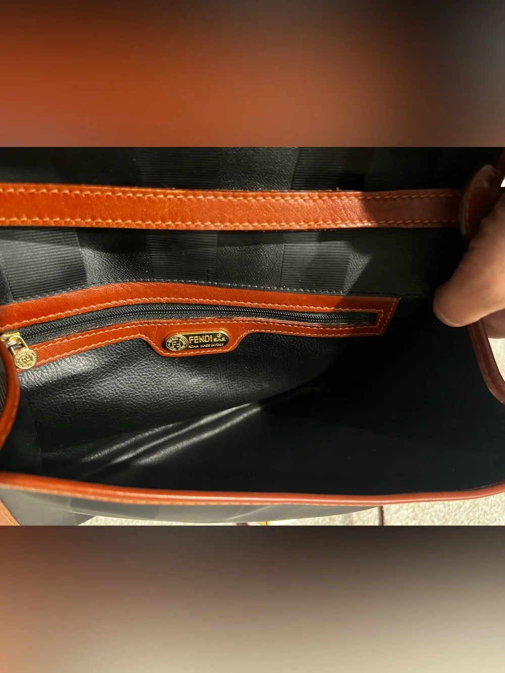 Vintage Fendi Pequin Striped Flap Shoulder/Crossbody Bag